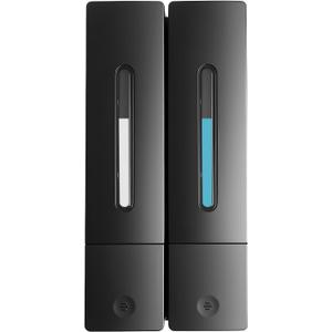 2-Pack Shampoo & Conditioner Dispenser, Wall-Mounted Shower Soap Dispenser, 800 ML (2400 ML) Capacity, No-Drill Adhesive or Screws, Refillable Clear-Window Bottles for Bathroom & Hotel