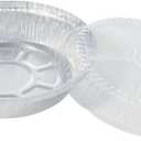 7 Inch Round Aluminum Pans with Lids (60 Pack) Disposable Foil Pan with Clear Dome Top, Aluminum Tin for Roasting Baking Cooking