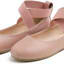 FEVERSOLE Girls Cute Dress Mary Jane Shoes Soft Party Holiday Ballet Flats (3.5 Little Kid, Pink Vegan Ankle Strap)