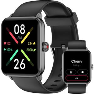 Smart Watch (Answer/Make Call) for Women Men, Fitness Tracker with Heart Rate, Blood Oxygen, Sleep Tracker, IP68 Waterproof Fitness Watch Step Calorie Counter Pedometer Compatible iPhone & Android (Black + Black Frame)