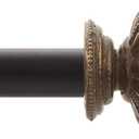 Deco Window Extendable Curtain Rod for Door & Windows Adjustable Length Heavy Duty Iron Telescopic Drapery Pole with Wooden Finials (1" Diameter) (36" to 66", Brown)