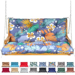 Porch Swing Cushion with Backrest, Waterproof Bench Cushion for Outdoor Furniture,2-3 Seater Replacement Thickened Swing Cushion with Ties, Patio, Outdoor, Backyard and Garden (Flower,40x40)