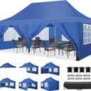 COBIZI 10x20 Pop Up Canopy Tent with 6 Sidewalls, Waterproof Commercial Canopy Ez Outdoor Instant Gazebo Easy to Set up Event Shelter, Garden Tents for Parties with Sandbags