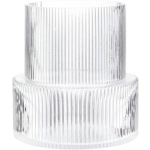 Ribbed Glass Vase, Flower Vase, Fluted Clear Vases for Flowers, Modern Vases for Living Room, Dining Table, Entryway, Shelf, Wedding, Office, Coffee Table, Birthday, 7.5 Inches