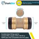 SharkBite 1-1/2 x 1-1/2 Inch Coupling, Push-to-Connect Brass Plumbing Fitting, UXL0141