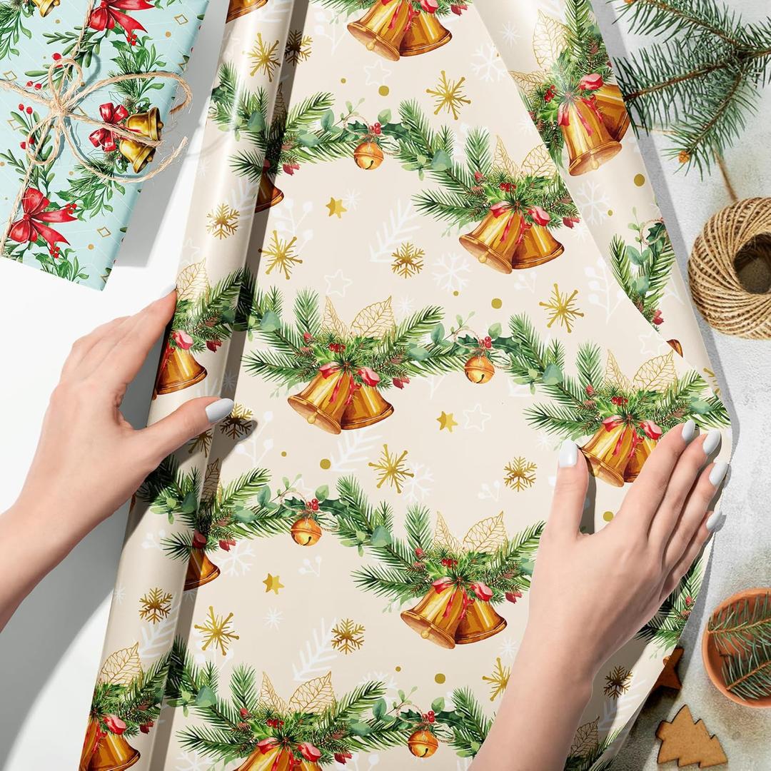 Anor Wishlife Christmas Wrapping Paper,Xmas Wrapping Paper Roll,Holiday Wrapping Paper,20 * 27inch Christmas Party Decorations for Office,Home,Classroom(12pcs)