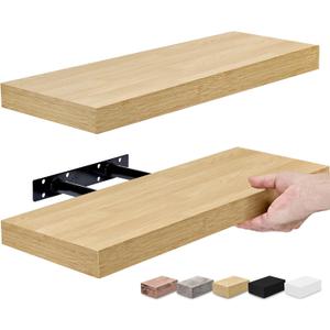 Sorbus Floating Shelves for Wall – 16 Inch Floating Shelf for Kitchen, Bedroom, Living Room, Bathroom, Home & Wall Decor - Mounted Bathroom Shelves with Invisible Brackets (Maple Wood, 2 Pack)