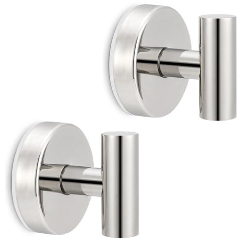 MNGD Towel Hooks Shower Suction Hook Towel Hanger for Bathroom Hanging Coat, Robe, Removable Wall Mounted Hook for Bedroom Kitchen Hotel Pool Chrome(2-Pack)