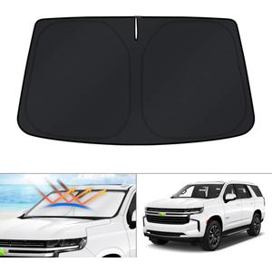 KUST Windshield Sun Shade for Chevrolet Tahoe Accessories 2021-2024 2025 Window Sunshade Sun Visor Protector Foldable Blocks UV Rays Keep Your Car Cooler