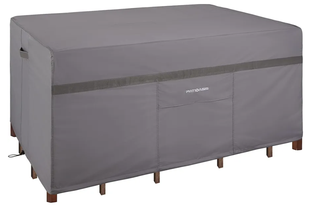 Patio Table Covers Waterproof Rectangular, Hickory Patio Furniture Cover Gray 109''L x 84''W x 32''H Rectangle Outdoor Lawn Table and 7-9 Chairs Covers All Weather Proof