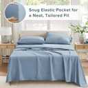 Comfort Spaces 100% Cotton Sheet Set Breathable, Lightweight, Soft with 14" Elastic Pocket Fits up to 16" Mattress, All Season Cozy Bedding, Matching Pillow Case, Queen Blue 4 Piece