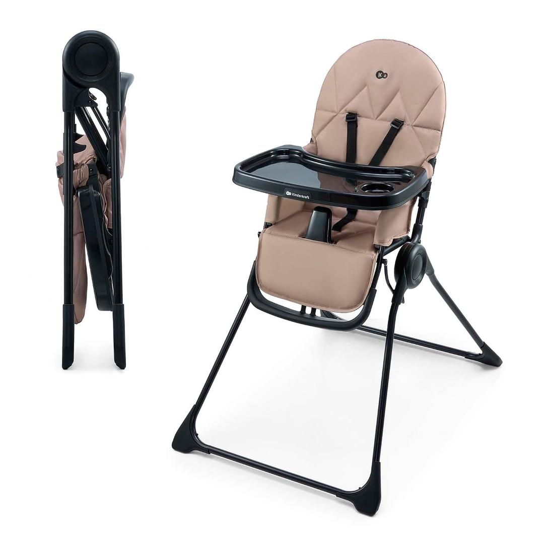 Kinderkraft BINCI Folding High Chair, Beige
Lightweight 11 lb, Compact for Small Spaces and Travel, Adjustable Tray with Cup Holder, Footrest, 5-Point Harness