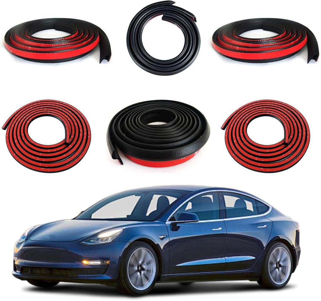 Car Weather Stripping for Tesla Model 3 Car Door Rubber Seal Strip Self Adhesive Auto Soundproofing Weatherstrip for Front/Rear Trunk A-Pillar B-Pillar Front/Rear Door