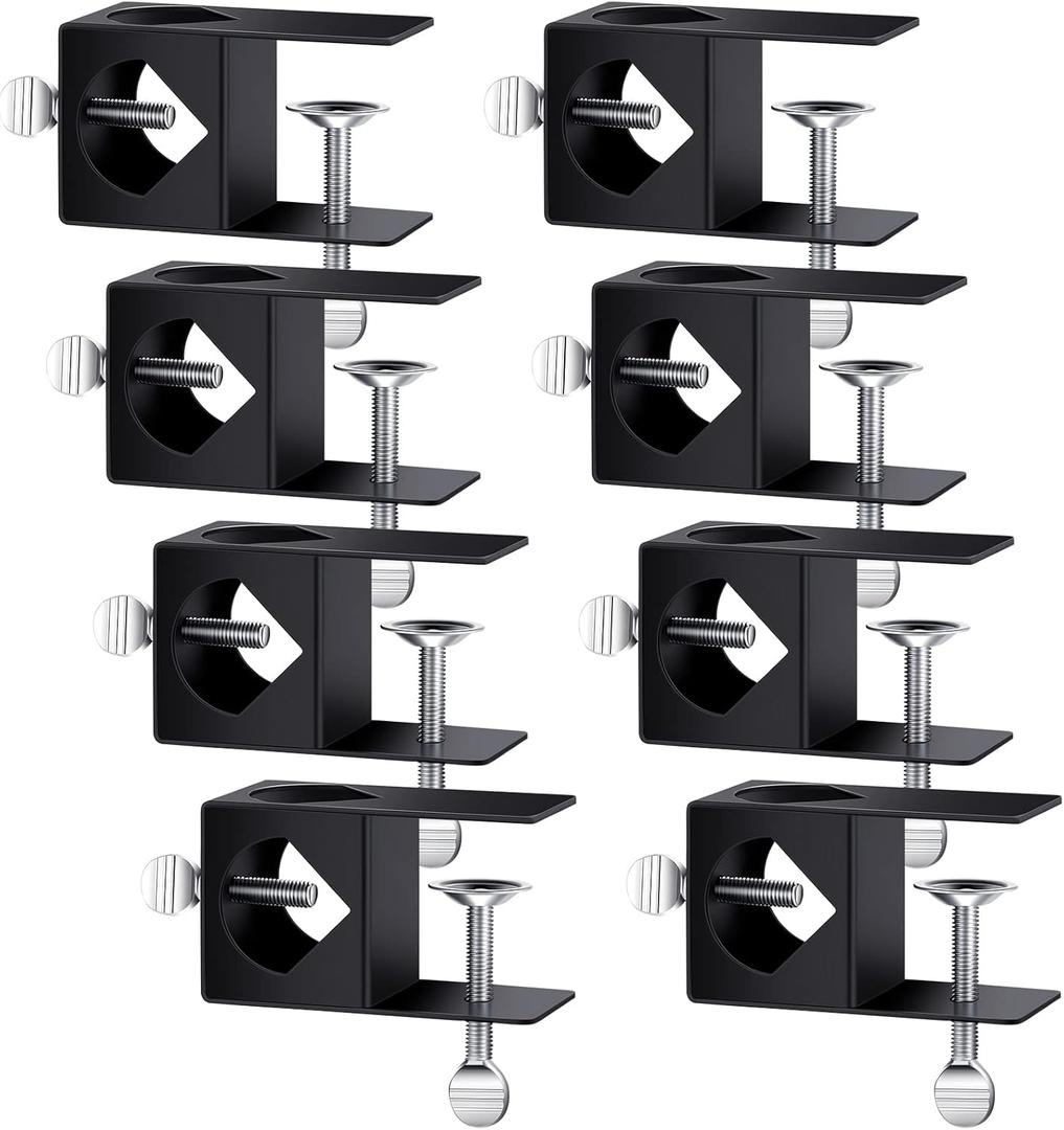 Dunzy 8 Pack Metal Black Deck Clamp for Torches, Porch Rail Clamp, Universal Pole Mount Bracket, Deck Pole Holder for Solar Panel, Outdoor Torch Mount Holder for Railings Posts, Rail Accessory