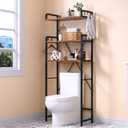 Huhote Over The Toilet Storage Rack with 3-Tier Bathroom Shelves, Space Saver Toilet Shelf, Bathroom Storage Organizer with Hooks for Over Toilet Storage and Shelf (Rustic Brown), Large
