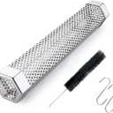 Pellet Smoker Tube for Grilling, 12 inches Premium Stainless Steel BBQ Wood Pellet Tube Smoker for Gas Charcoal Electric Grill or Smokers, Hexagonal with 2 S Shape Hooks and 1 Cleaning Brush