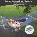 CHULIM Double Quilted Fabric Hammock with Hardwood Spreader Bars and Pillow 450 LBS Capacity 2 Person Large Hammock for Outdoor Patio Backyard Poolside - Dark Grey