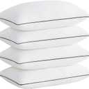 Acanva Cooling Bed Pillows for Sleeping, Luxury Hotel Quality 3D Microfiber Filling with Breathable Cover for Side Back and Stomach Sleepers, Reduces Neck Pain, King (Pack of 4), Black 4 Count