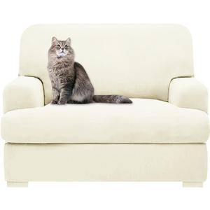 molasofa T Cushion Chair Slipcover with 1 Individual T Cushion Shape Seat Cover for Home Dcor, 2 Pieces Stretchable, Washable, Non-Pilling, Non-Slip Chair Cover (Armchair,Ivory) (Beige)