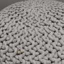 FRELISH DECOR Round Pouf Ottoman Hand Knitted 100% Cotton Pouf Foot Stool - Knitted Bean Bag - Floor Chair for Living Room Bedroom - Foot Rest for Couch (20 Diameter x 14 Height) - Taupe