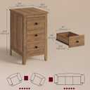 VASAGLE Side End Table with 3 Storage Drawers, Nightstand Farmhouse, 18.9"D x 14.2"W x 24.8"H