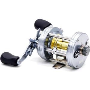 X-Tribe Round Baitcaster Fishing Reel, Centrifugal Braking System Casting Reel, Solid Brass Main and Pinion Gears, ON/Off Line Out Clicker, 4+1 Stainless Steel Ball Bearings, Double Grips