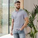 Mens Short Sleeve Dress Shirts Stretch Casual Button Down Shirts Solid Regular Fit Formal Shirt (Gray, M)
