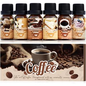 Coffee Fragrance Oil Set, Premium Essential Oils for Diffusers for Home, Blueberry Muffin, Caf Mocha, Hot Chocolate, Coffee and More, Candle Scents for Candle Making, DIY Soaps, Aromatherapy