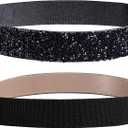 Lovful Stretchy Rhinestone Belt for Women,Crystal Elastic Dress Belt,Sparkle Bling Waist Belt (Fit Waist 28"-33", Black)