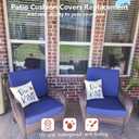 Oslimea Outdoor Cushion Cover 22x20x4 Waterproof Patio Cushion Seat Cover 2 Pack Removable Chair Pads Cover Replacement for Deep Seat Back Cushion, Blue