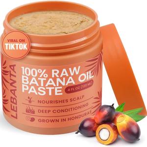Lebanta Raw Batana Oil for Hair Growth - 100% Pure, Organic 4oz Batana from Honduras for Thick and Strong Natural Hair - Dr. Sebi Unrefined Cold Pressed Cosmetic Scalp Mask Gifts for Women (1 Pack)
