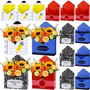 FOGWOWO 12 Pcs Teacher Appreciation Gifts Florist Bouquet Envelope Boxes Stripe Paper School Teacher Floral Envelope Boxes,Back to School Flower Bouquet Packaging Gift Box Wrapping for Party Favors, 7.87 x 2.75 x 11.81 inches