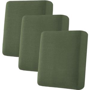 H.VERSAILTEX Super Stretch Individual Seat Cushion Covers Sofa Covers Couch Slipcover Sets Thick Jacquard Textured Twill Fabric (3 Piece Sofa Cushion Covers, Bronze Green)