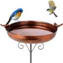 DREAMSOUL 38 Inch Tall Bird Bath with Stake, Vintage Copper Bird Bath for Outside Metal Freestanding Birdbath for Garden Yard Patio