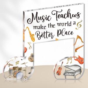 Music Teacher Appreciation Gifts for Women Men Acrylic Thank You Appreciation Gifts for Music Teacher Clear Table Keepsake Sign Paperweight Birthday Christmas School Graduation