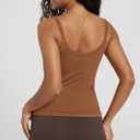 ODODOS Women's Seamless Cami Top - Ultra Soft Ribbed Tank Scoop Neck Slim Fit Summer Sleeeve Shirts, 1-Pack, Clay, Small (S)