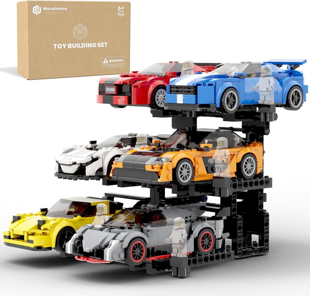Display Stand for Lego Speed Champions Cars (1 Pack), Upgraded 3-Layer Stand Holds 6 Cars Compatible with 76917, 76908, 76918, 76915, 76914, 76907, 76901, 76902 & More, Gift for Collectors & Kids 6+