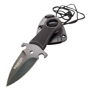 Full Tang Mini Concealed Carry Fixed Blade Neck Knife EDC Finger Ring Glass Breaker Punch Sheath