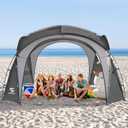 Beach Tent 12 X 12ft Large UPF50+ Pop Up Canopy with 2-Pcs Side Wall, Sun Shelter Rainproof, Waterproof for Camping Trips, Backyard Fun, Fishing, Parties, Or Picnics(Gary) (Gray)