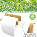 Free Drilling Bamboo Wall-Mounted Toilet Paper Holder Self-Adhesive or Screw Toilet Tissue Roll Holder for Bathroom and Kitchen