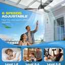 42 inch outdoor ceilling fan,plug-in ceiling fan light with 16tf cord,Gazebo fan light dimmable 3CCT LED,Reversible,Portable hook design for bedroom garage tent porch kitchen patio.