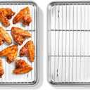 Homikit Quarter Sheet Pan with Rack Set (2 Sheets + 2 Racks), 9x13 Stainless Steel Baking Sheets with Cooling Racks Non Toxic, Metal Cookie Bacon Tray for Toaster Oven Baking Cooking, Dishwasher Safe (12.4x9.6x1)