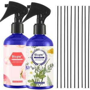 Natural Bedroom Linen Spray Scented Room Mist with Plant Extracts Long Lasting Freshness for Sheets, Pillows & Curtains – 9oz 2Bottle（White Peach + Cream Vanilla ）