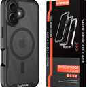 wahhle Compatible with iPhone 16 Case, Magnetic Built in Screen Protector Full Body Shockproof Slim Fit Bumper Protective Phone Cover 6.1'' Men Women-Black/Clear