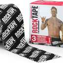 RockTape Extra Sticky 2" x 16.4' Kinesiology Tape (Logo,Black), Athletic Tape for Muscle Pain Relief, Injury Recovery, Microscopic Skin Lifting & Decompression, Sweat & Water Resistant, Hypoallergenic