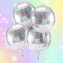 PEUTIER 4pcs Big Disco Ball Balloons, Disco Ball Ballons Decorations Big Disco Ball Balloons Mirror Ball Balloons for 70s Baby Shower Birthday Festival Ceremony Dance Party