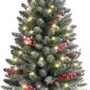 3ft Tabletop Pre-lit Mini Christmas Tree with LED Lights and Pine Cones, Artificial Tree for Table/Desk Decoration