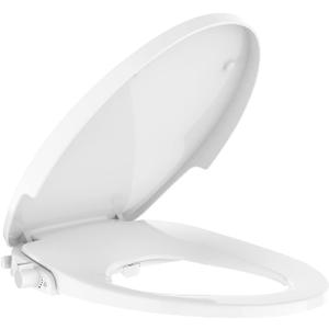 Bidet Toilet Seat for Elongated Toilet, Dual Nozzle Self-Cleaning PP Bidet Attachment, Non-Electric Feminine Hygiene Toilet Seat Cover for Women, Easy Install, White, 19 Inch