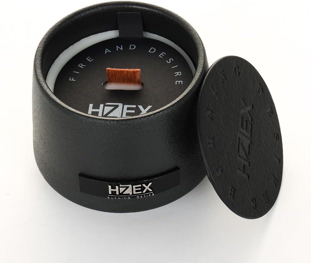 Scented Candle 150g, HZEX Fire and Desire Premium Scented Candles for Men Home Decor, Black Ceramic Wooden Wick, 60 Hour Natural Scented Soy Wax Candle - Inner Chanting
