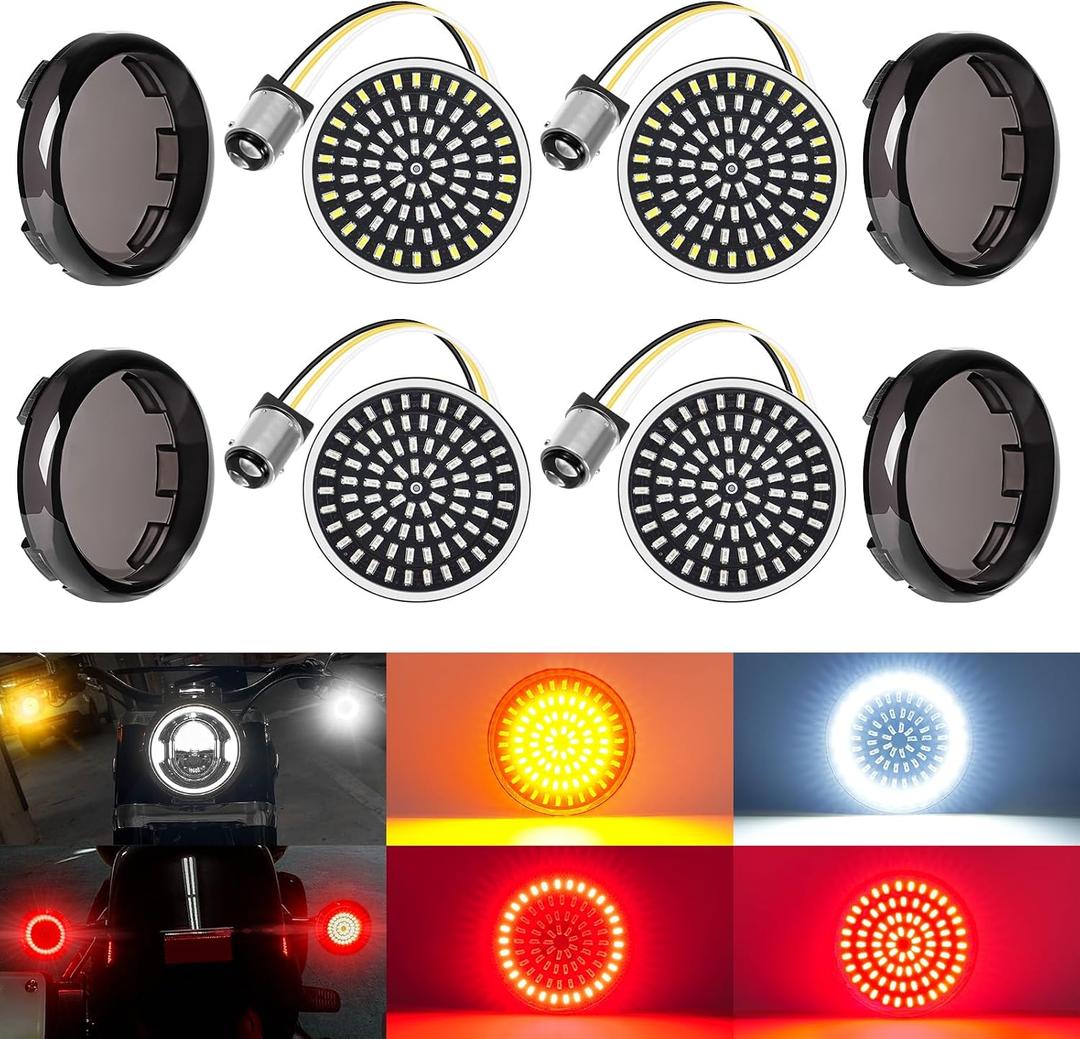 Benlari 1157 LED Turn Signals Front Rear 81 LED Lights Super Bright 1156 Bulbs Lens Kit 1986-2024 Compatible for Harley Davidson Touring Dyna Softail Sportster Street Glide Road Glide Iron 883 1200